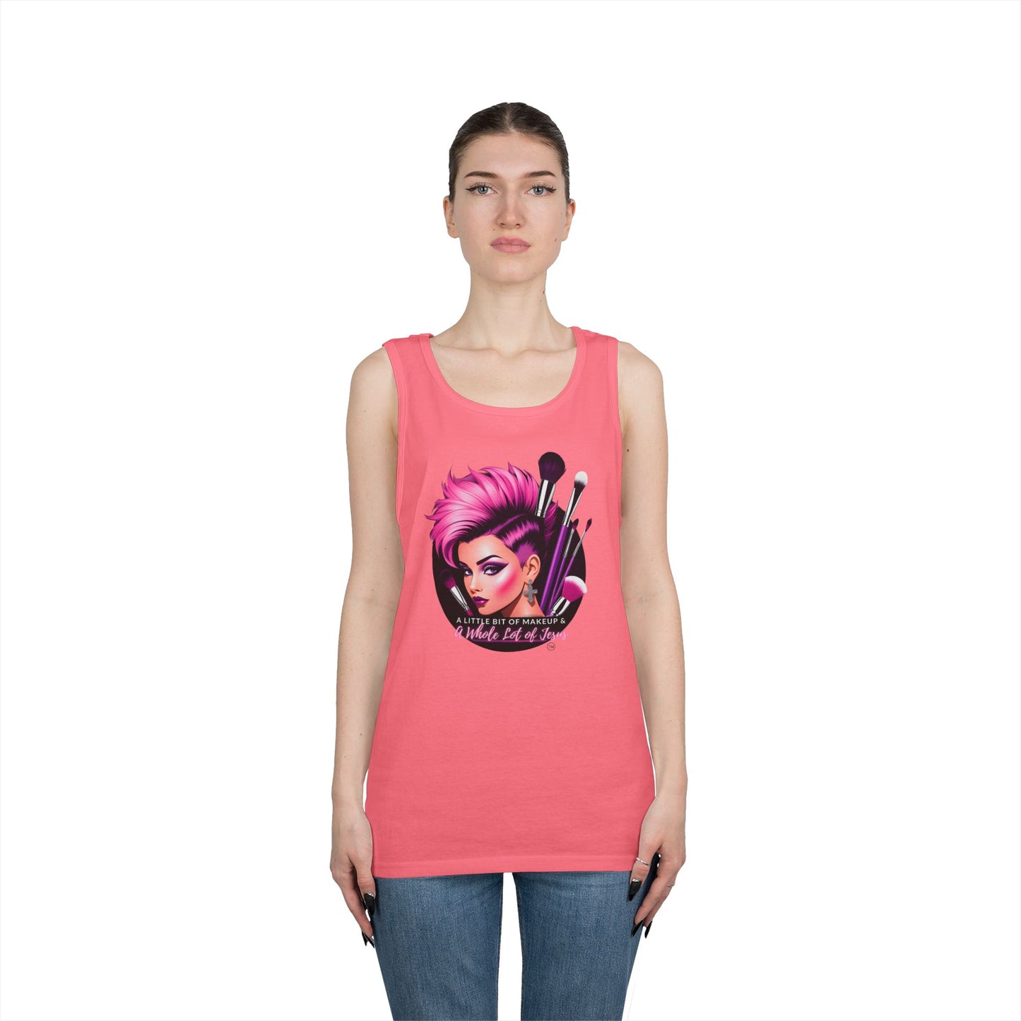 A Little Bit of Makeup & A Whole Lot of Jesus Tank Top – Unisex Christian Tank – Bible Verse Shirt