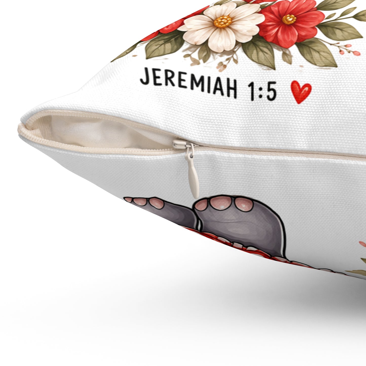 God Chose Me to Be a Mama Hippo, Mama Hippo Illustration Pillow | Cute Hippo Mom, Polka Dot Dress, Floral Accent