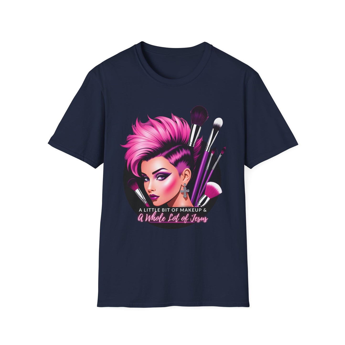 Makeup & Jesus Softstyle T-Shirt - Purple/Pink Inspirational Tee