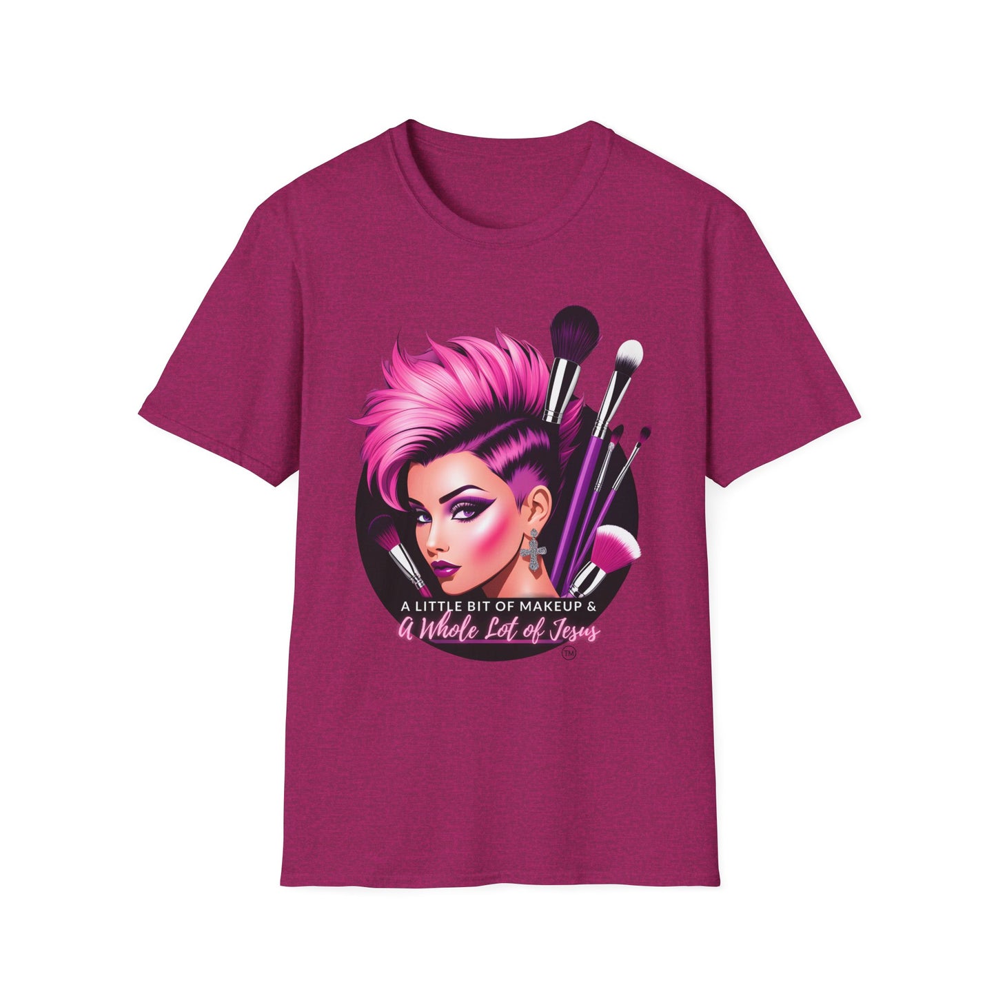 Makeup & Jesus Softstyle T-Shirt - Purple/Pink Inspirational Tee