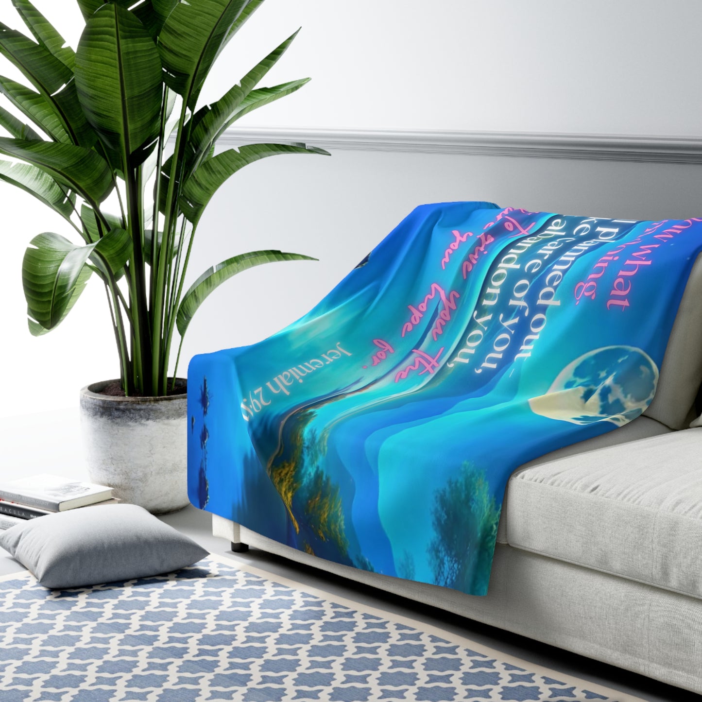 Jeremiah 29:11 Bible Verse Blanket – Christian Fleece Throw – Scripture Blanket for Women –Inspirational Faith Sherpa Blanket
