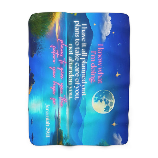Jeremiah 29:11 Bible Verse Blanket – Christian Fleece Throw – Scripture Blanket for Women –Inspirational Faith Sherpa Blanket