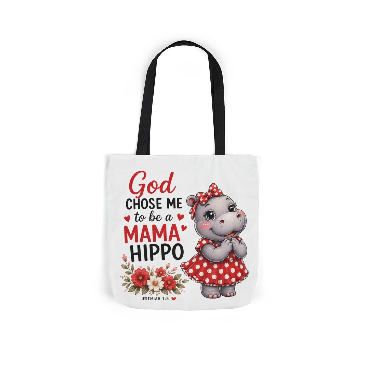 God Chose Me to Be a Mama Hippo, Floral | Mama Hippo Illustration Tote Bag | Mom Gift | Hippopotamus Lovers