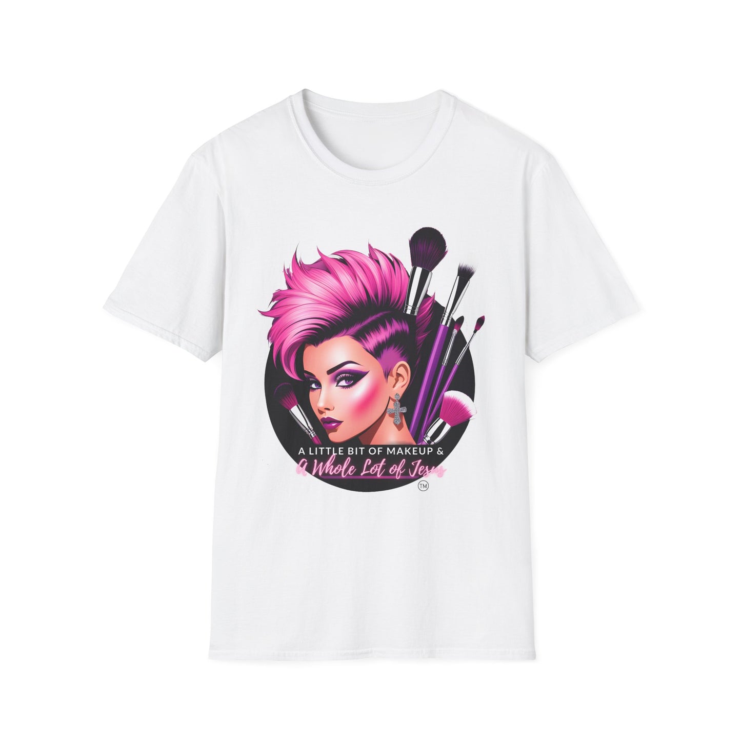 Makeup & Jesus Softstyle T-Shirt - Purple/Pink Inspirational Tee