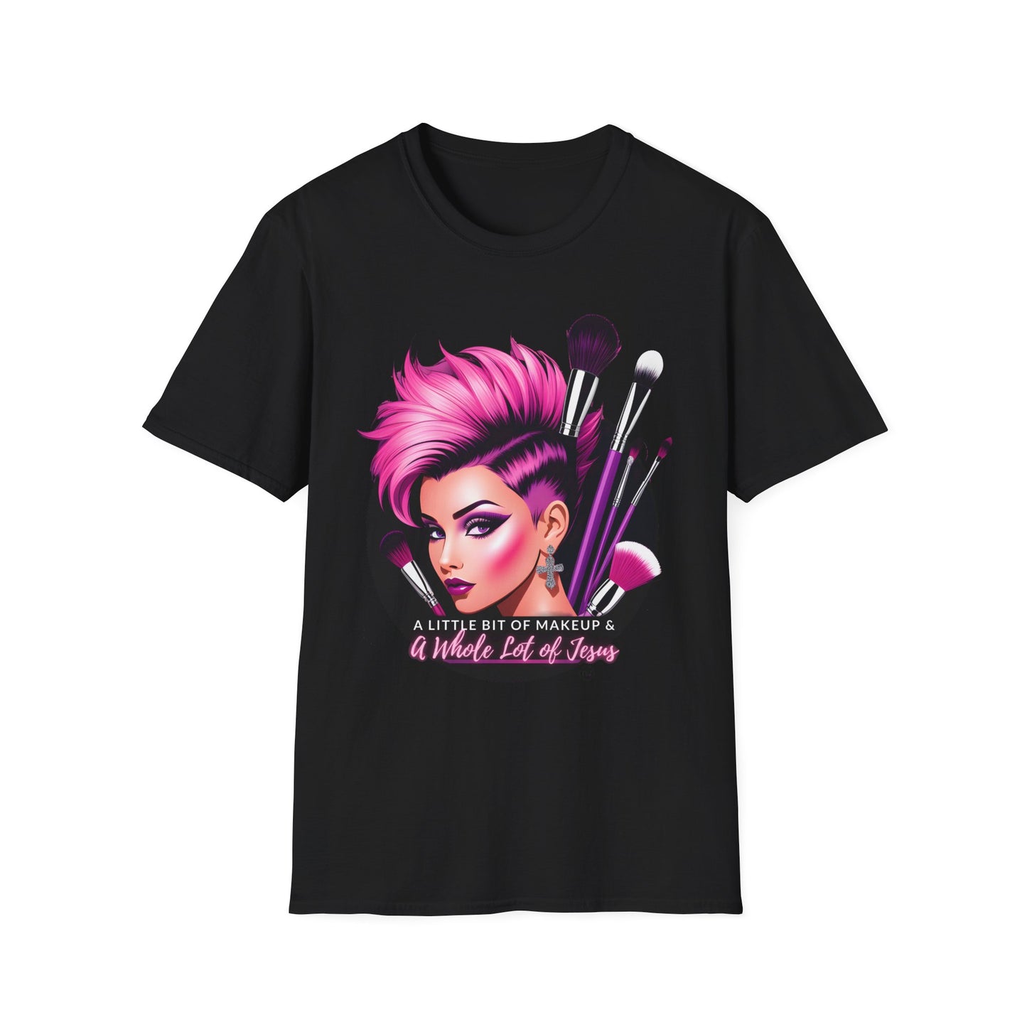 Makeup & Jesus Softstyle T-Shirt - Purple/Pink Inspirational Tee